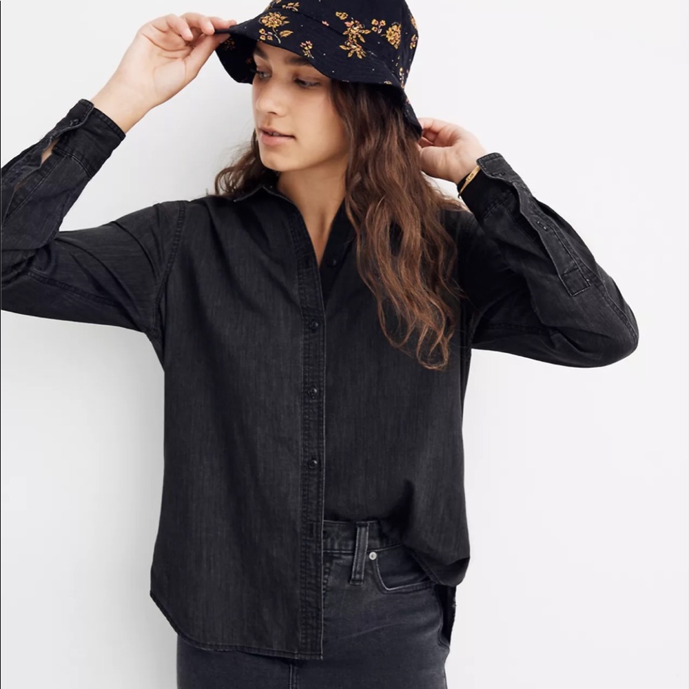 Denim Oversized Ex-Boyfriend Shirt in Lunar Wash